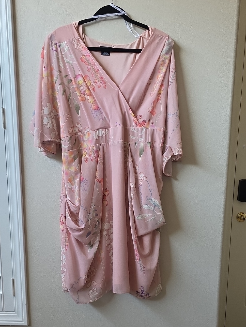 City Chic Blush Pink Floral Wrap Robe Dress